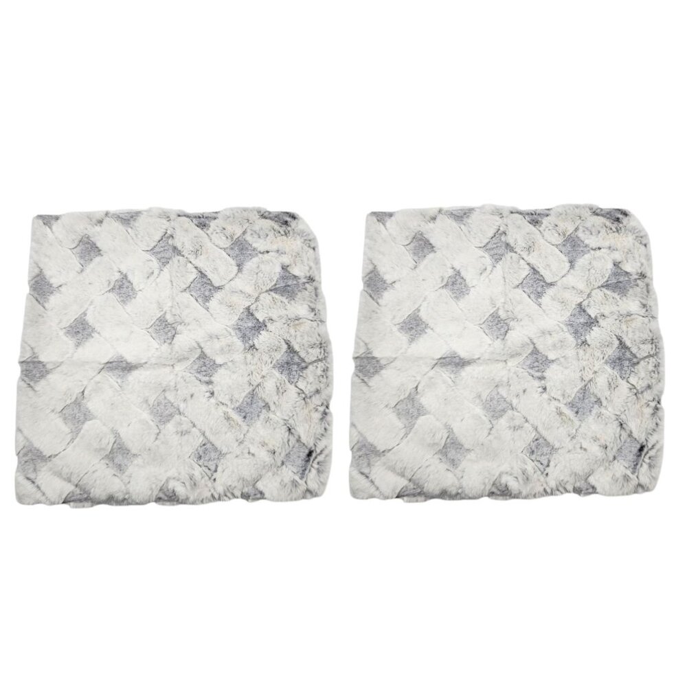 Cozy Bliss Textured Throw Knitted Pillowcase 2 Pcs Set Couch Chair Gray 20x20 In
